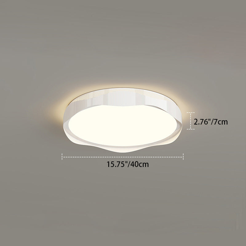 Traditional French Round Iron Plastic LED Flush Mount Ceiling Light For Bedroom