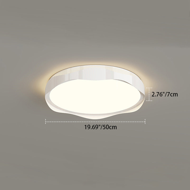Traditional French Round Iron Plastic LED Flush Mount Ceiling Light For Bedroom