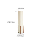 Traditional Japanese Cylinder Fabric Wood 1-Light Standing Floor Lamp For Living Room Lumendat