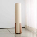 Traditional Japanese Cylinder Fabric Wood 1-Light Standing Floor Lamp For Living Room Lumendat
