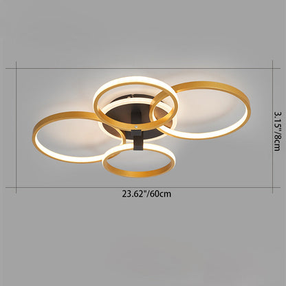 Modern Luxury Circle Metal Acrylic LED Semi-Flush Mount Ceiling Light For Living Room