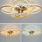 Modern Luxury Circle Metal Acrylic LED Semi-Flush Mount Ceiling Light For Living Room