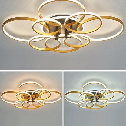 Modern Luxury Circle Metal Acrylic LED Semi-Flush Mount Ceiling Light For Living Room
