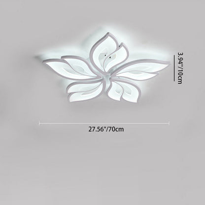 Contemporary Nordic Petal Iron Acrylic LED Semi-Flush Mount Ceiling Light For Living Room