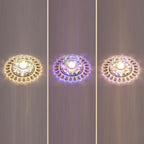 Contemporary Creative Round Crystal Glass Acrylic Stainless Steel LED Flush Mount Ceiling Light For Hallway