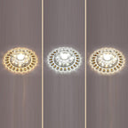 Contemporary Creative Round Crystal Glass Acrylic Stainless Steel LED Flush Mount Ceiling Light For Hallway
