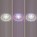 Contemporary Creative Round Crystal Glass Acrylic Stainless Steel LED Flush Mount Ceiling Light For Hallway