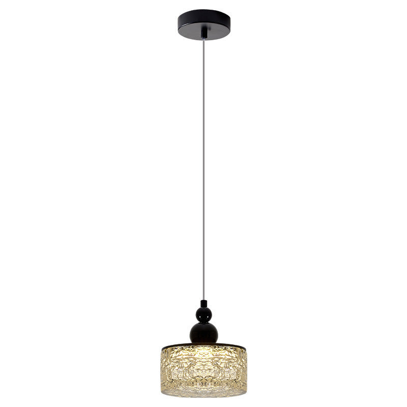 Contemporary Nordic Cylinder Stainless Steel Glass Crystal LED Pendant Light For Bedroom