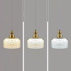 Contemporary Nordic Cylinder Stainless Steel Glass Crystal LED Pendant Light For Bedroom