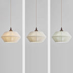 Traditional Japanese Trapezoid Rubberwood Hemp Rope 3-Light Pendant Light For Bedroom