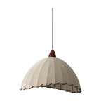 Traditional Japanese Dome Solid Wood Fabric 1-Light Pendant Light For Living Room