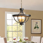 Contemporary Industrial Hemisphere Iron 4-Light Pendant Light For Living Room