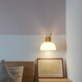 Contemporary Nordic Bird Dome Solid Wood Glass 1-Light Pendant Light For Bedroom