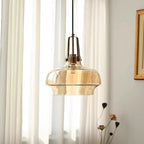 Traditional French Transparent Dome Metal Glass LED Pendant Light For Bedroom
