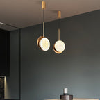 Modern Luxury Round Metal Marble LED Pendant Light For Bedroom