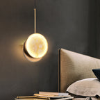 Modern Luxury Round Metal Marble LED Pendant Light For Bedroom