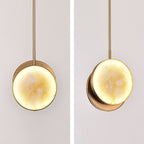 Modern Luxury Round Metal Marble LED Pendant Light For Bedroom