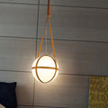 Modern Minimalist Globe Leather Iron 1-Light Pendant Light For Bedroom