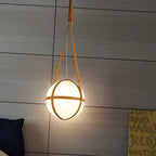 Modern Minimalist Globe Leather Iron 1-Light Pendant Light For Bedroom
