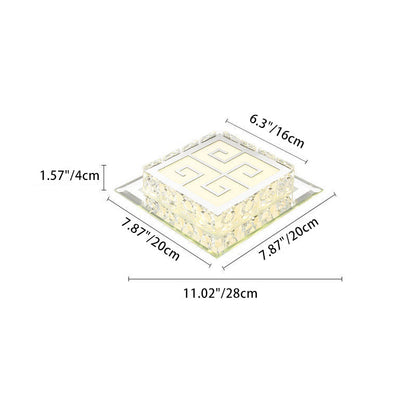 Modern Simplicity Square Glass Crystal LED Semi-Flush Mount Ceiling Light For Hallway