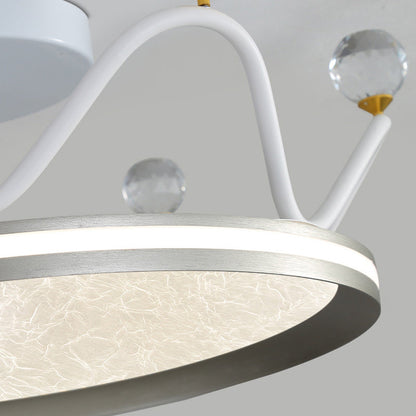 Contemporary Creative Round Crown Iron Aluminum Acrylic LED Semi-Flush Mount Ceiling Light For Bedroom