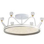 Contemporary Creative Round Crown Iron Aluminum Acrylic LED Semi-Flush Mount Ceiling Light For Bedroom