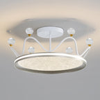 Contemporary Creative Round Crown Iron Aluminum Acrylic LED Semi-Flush Mount Ceiling Light For Bedroom