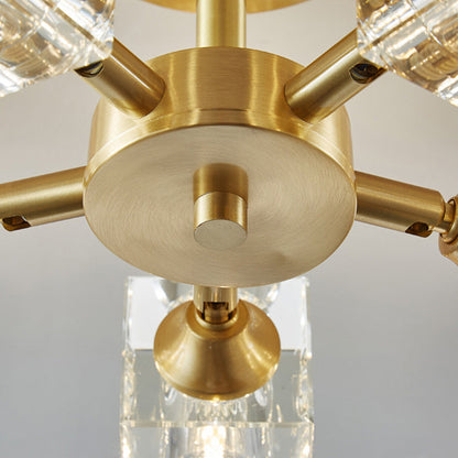 Modern Luxury Rectangle Iron Crystal 3/4/5/6 Light Semi-flush Mount Ceiling Light for Bedroom