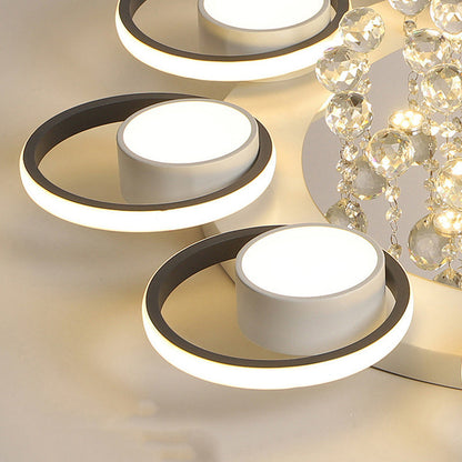 Traditional European Circle Iron Acrylic LED Semi-Flush Mount Ceiling Light For Living Room