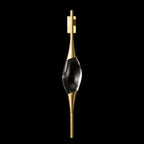 Modern Art Deco Brass Wall Sconce with Waterdrop Crystal Center