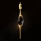 Modern Art Deco Brass Wall Sconce with Waterdrop Crystal Center
