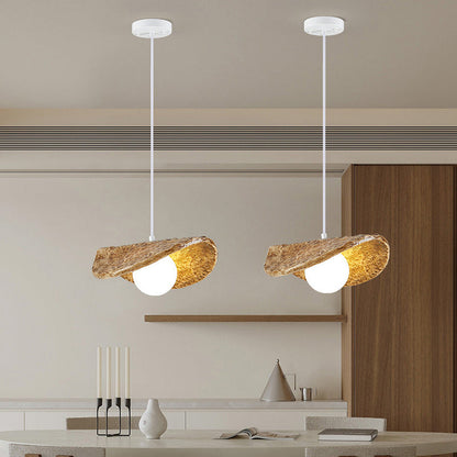 Modern Art Deco Saddle-shaped Pendant Light in Fiberglass & Resin 1-Light for Living Room