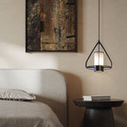 Modern Industrial Marble Pendant Light with Cone Iron Frame LED for Bedroom
