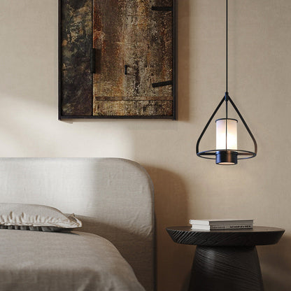 Modern Industrial Marble Pendant Light with Cone Iron Frame LED for Bedroom