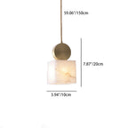 Contemporary Luxury Cylinder Marble Pendant Light with Brass Top 1-Light for Bedroom
