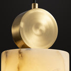 Contemporary Luxury Cylinder Marble Pendant Light with Brass Top 1-Light for Bedroom