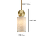 Contemporary Luxury Cylinder Marble Pendant Light with Brass Top 1-Light for Bedroom