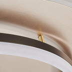 Chinese Style Semi-Flush Mount Ceiling Light – Brass & Acrylic LED with Triple-Ring Design for Bedroom