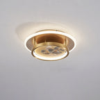 Chinese Style Semi-Flush Mount Ceiling Light – Brass & Acrylic LED with Triple-Ring Design for Bedroom