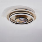 Chinese Style Semi-Flush Mount Ceiling Light – Brass & Acrylic LED with Triple-Ring Design for Bedroom