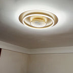 Chinese Style Semi-Flush Mount Ceiling Light – Brass & Acrylic LED with Triple-Ring Design for Bedroom