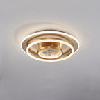 Chinese Style Semi-Flush Mount Ceiling Light – Brass & Acrylic LED with Triple-Ring Design for Bedroom