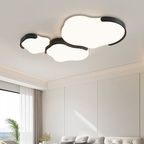 Minimalist Cloud-Shaped LED Flush Ceiling Light – 3-Piece Acrylic & Iron Design for Bedroom