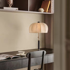 French Dome Table Lamp – 1-Light Ash Wood & Metal Base with Fabric Shade for Bedroom Lumendat