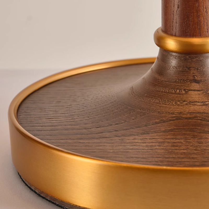 French Dome Table Lamp – 1-Light Ash Wood & Metal Base with Fabric Shade for Bedroom Lumendat