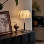 French Dome Table Lamp – 1-Light Ash Wood & Metal Base with Fabric Shade for Bedroom Lumendat