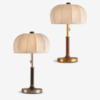 French Dome Table Lamp – 1-Light Ash Wood & Metal Base with Fabric Shade for Bedroom Lumendat