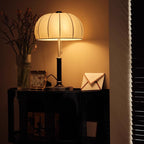 French Dome Table Lamp – 1-Light Ash Wood & Metal Base with Fabric Shade for Bedroom Lumendat