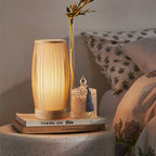 Traditional Japanese Cylinder Bamboo Wood 1-Light Table Lamp For Bedroom Lumendat