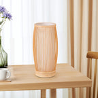 Traditional Japanese Cylinder Bamboo Wood 1-Light Table Lamp For Bedroom Lumendat
